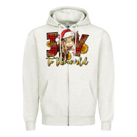 Oatmeal Heather joy to the world christmas cow Zipper Hoodie - LillyAllenDesigns