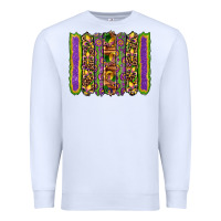 White mardi gras fleur de lis mask leopard glitter  brushstrokes Premium Sweatshirt - Artiststas