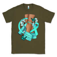 Army Green Ovarian Cancer diva teal ribbon Classic Tee - NancyCooperArtShop