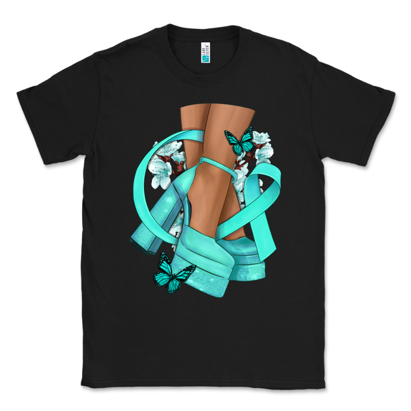 Ovarian Cancer Diva Teal Ribbon Classic Tee by NancyCooperArtShop | Teevron
