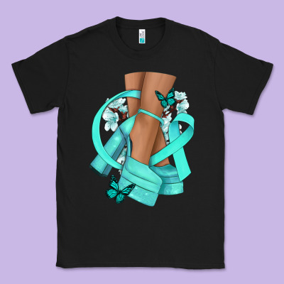 Ovarian Cancer Diva Teal Ribbon Classic Tee Designed By Nancycooperartshop