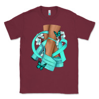Burgundy Ovarian Cancer diva teal ribbon Classic Tee - NancyCooperArtShop