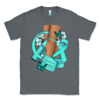Charcoal Heather Ovarian Cancer diva teal ribbon Classic Tee - NancyCooperArtShop