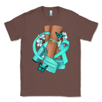 Chestnut Ovarian Cancer diva teal ribbon Classic Tee - NancyCooperArtShop