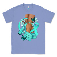 Colony Blue Ovarian Cancer diva teal ribbon Classic Tee - NancyCooperArtShop