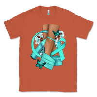 Copper Ovarian Cancer diva teal ribbon Classic Tee - NancyCooperArtShop