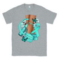 Heather Grey Ovarian Cancer diva teal ribbon Classic Tee - NancyCooperArtShop