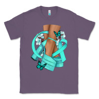 Lavender Ovarian Cancer diva teal ribbon Classic Tee - NancyCooperArtShop