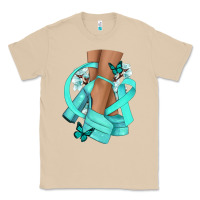 Mushroom Ovarian Cancer diva teal ribbon Classic Tee - NancyCooperArtShop