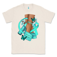 Natural Ovarian Cancer diva teal ribbon Classic Tee - NancyCooperArtShop