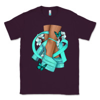 Plum Ovarian Cancer diva teal ribbon Classic Tee - NancyCooperArtShop