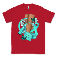 Red Ovarian Cancer diva teal ribbon Classic Tee - NancyCooperArtShop