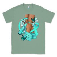 Sage Ovarian Cancer diva teal ribbon Classic Tee - NancyCooperArtShop