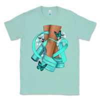 Seafoam Ovarian Cancer diva teal ribbon Classic Tee - NancyCooperArtShop