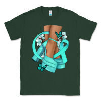 Sports Green Ovarian Cancer diva teal ribbon Classic Tee - NancyCooperArtShop