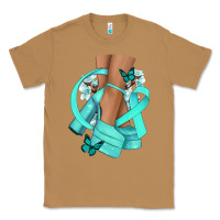 Toasted Coconut Ovarian Cancer diva teal ribbon Classic Tee - NancyCooperArtShop