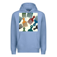 Colony Blue afro combs seamless patterns Premium Hoodie - BundleAndBundleShop