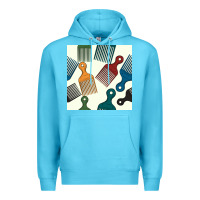 Ocean Blue afro combs seamless patterns Premium Hoodie - BundleAndBundleShop