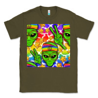 Army Green Pride LGBTQ+ aliens and stars with rainbow Classic Tee - NancyCooperArtShop