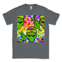 Charcoal Heather Pride LGBTQ+ aliens and stars with rainbow Classic Tee - NancyCooperArtShop