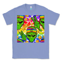 Colony Blue Pride LGBTQ+ aliens and stars with rainbow Classic Tee - NancyCooperArtShop