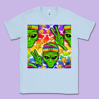 Pride Lgbtq+ Aliens And Stars With Rainbow Classic Tee Designed By Nancycooperartshop