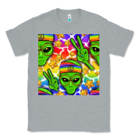 Heather Grey Pride LGBTQ+ aliens and stars with rainbow Classic Tee - NancyCooperArtShop