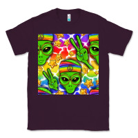 Plum Pride LGBTQ+ aliens and stars with rainbow Classic Tee - NancyCooperArtShop