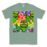 Sage Pride LGBTQ+ aliens and stars with rainbow Classic Tee - NancyCooperArtShop