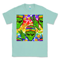 Seafoam Pride LGBTQ+ aliens and stars with rainbow Classic Tee - NancyCooperArtShop