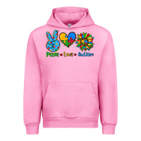 Fuchsia Pink peace love autism Urban Hoodie - AdoDesignShop