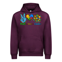 Mauve Wine peace love autism Urban Hoodie - AdoDesignShop