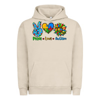 Pigment French Oak peace love autism Urban Hoodie - AdoDesignShop