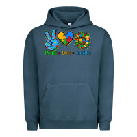 Pigment Midnight Navy peace love autism Urban Hoodie - AdoDesignShop