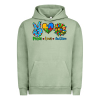 Pigment Oil Green peace love autism Urban Hoodie - AdoDesignShop
