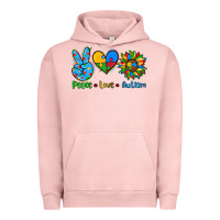 Pigment Salmon peace love autism Urban Hoodie - AdoDesignShop