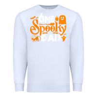 White one spooky dad funny cat boo dad halloween costume design t shirt Premium Sweatshirt - minhPixels