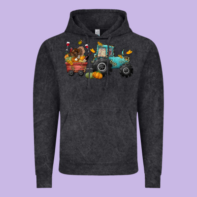 Thanksgiving Tractor Vintage Hoodie Designed By Cowgirlartshop