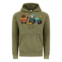 Vintage Olive thanksgiving tractor Vintage Hoodie - CowGirlArtShop