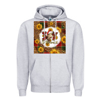 Heather Grey joy to the world christmas cow Zipper Hoodie - LillyAllenDesigns