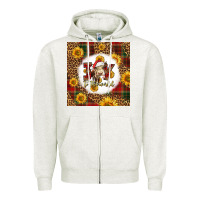 Oatmeal Heather joy to the world christmas cow Zipper Hoodie - LillyAllenDesigns