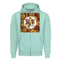 Seafoam joy to the world christmas cow Zipper Hoodie - LillyAllenDesigns