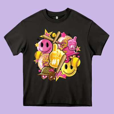 Retro Softball Heavy Core Tee Designed By Artiststas