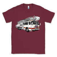 Burgundy White Fire Truck Classic Tee - Artiststas