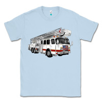 Dusty Blue White Fire Truck Classic Tee - Artiststas