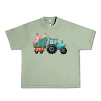 Oil Green Christmas tree tractor Urban Heavy Tee - CowGirlArtShop