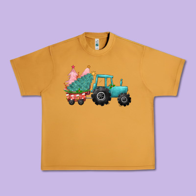 Christmas Tree Tractor Urban Heavy Tee Designed By Cowgirlartshop