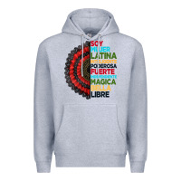 Heather Grey hispanic heritage month hand fan Premium Hoodie - BundleAndBundleShop
