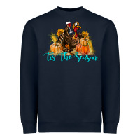 Navy Western Fall Turkey Tis The Season Heavyweight Sweatshirt - LillyAllenDesigns