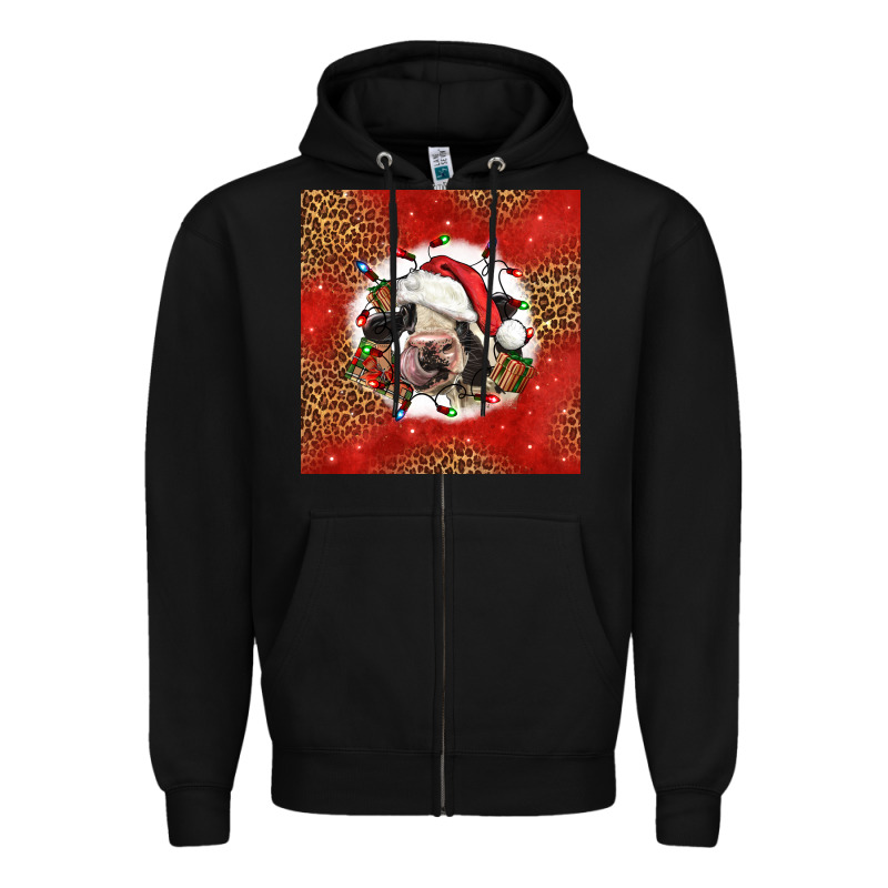 Christmas Cow Zipper Hoodie by LillyAllenDesigns | Teevron